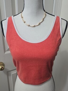 SO BRAND WOMENS JUNIOR SIZE  CORAL & WHITE SCOOPNECK TANK TOP SIZE EXTRA LARGE